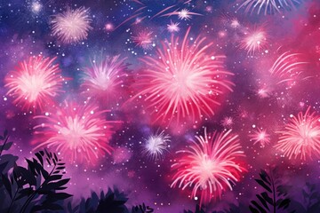 Fototapeta premium Fireworks outdoors nature night.