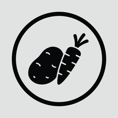 Illustrator potato and carrot within circle food icon Silhouette vector
