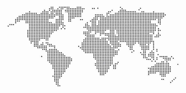 Dotted world map illustration on white background