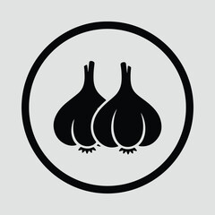 Illustrator Two garlic bulbs in a circle frame Silhouette vector
