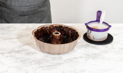 Bundt Pan Prepared with Cocoa and Butter