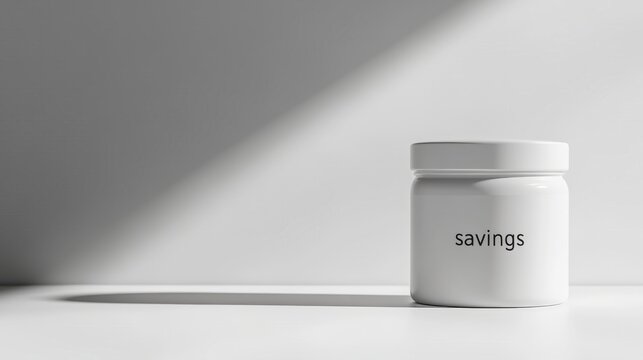 White ceramic jar with the letters sa printed on the front placed on a wooden table