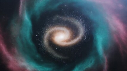 Vibrant Teal and Pink Spiral Galaxy Swirl - Powered by Adobe