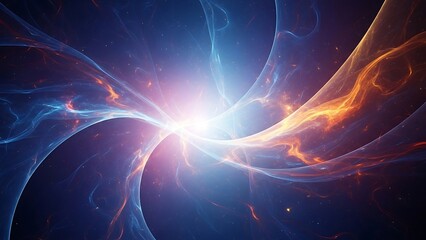 Abstract cosmic energy burst with vibrant colors and light.
