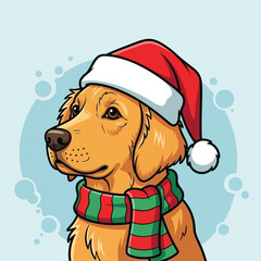 christmas dog with santa hat