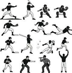 set of silhouettes of people