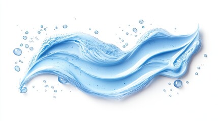 59.High-resolution macro shot of blue beauty gel with a wavy texture, small air bubbles, and a glossy finish, spread evenly across a white background.