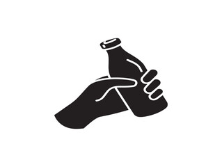 Hand Holding Bottle Icon Vector Illustration Design Concept