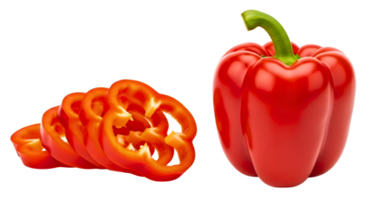 Vibrant red bell pepper and slices add fresh flavor to healthy cooking