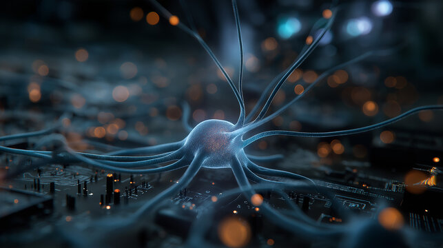 Digital Neural Cell Networks, Futuristic Neuromorphic Chips, Electronic Science Fiction