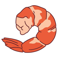 Single cooked shrimp prawn seafood cartoon drawing graphic element