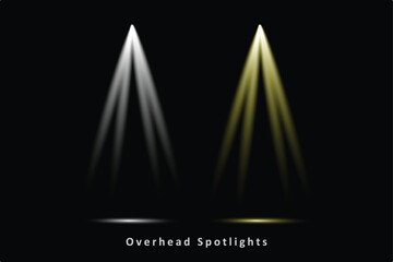 Two Overhead Spotlights With Glowing Light Cones on Black Background UHD Vector Illustration