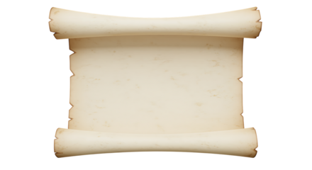 Old parchment scroll isolated on transparent background