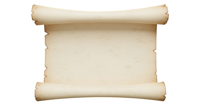 Old parchment scroll isolated on transparent background