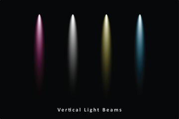 Vertical Light Beams with Soft Glow on Black Background Vector Illustration