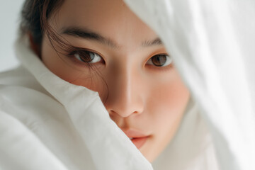 そっと覗くまなざし ― 布の隙間から伝わる静かな感情