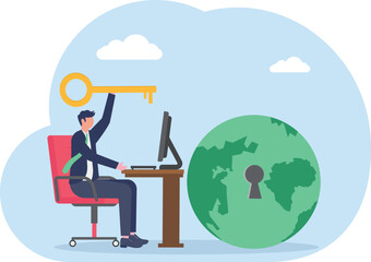 illustration of finding solutions to grow a business to an international scale  © vector mall
