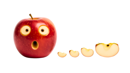 Surprised apple watches as slices disappear, a sweet, funny food tale