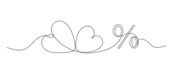 Obraz premium Percent Sign one line art drawing vector illustration,1