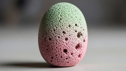 Unique Easter Egg Design - Green and Pink Ombre with Porous Texture.