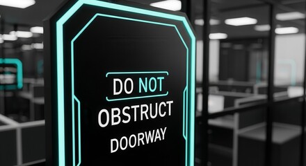 Warning Sign Displaying Important Information In A Modern Office Environment