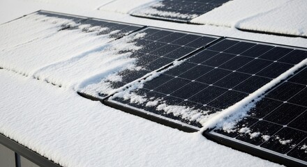 Snow-covered solar panels on roof showcasing renewable energy concept  