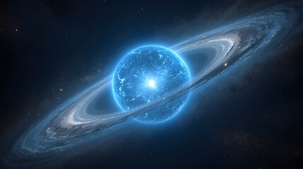 Hypothetical Exoplanet or Neutron Star Glowing in Deep Space
