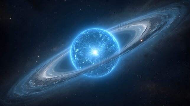 Hypothetical Exoplanet or Neutron Star Glowing in Deep Space