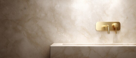 luxury bathroom with marble textures and golden fixtures, top view, warm earthy hues, premium look, controlled studio lighting, ample space for text, ideal for commercial use