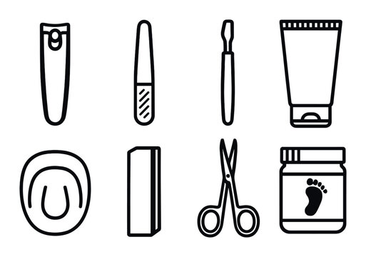 Essential pedicure tools collection for foot care and grooming