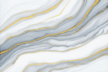 Abstract swirling marble texture with subtle gold veins and soft blue gray hues