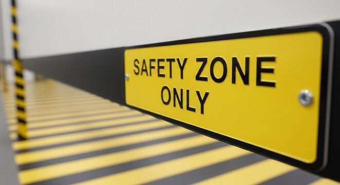 Warning Sign Indicating a Designated Safety Zone in a Commercial Or Industrial Area