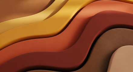 Layered Abstract Background in Earth Tones - Wavy Warm Color Pattern