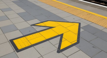 Vibrant Yellow Arrow Sign Directing Pathway Journey and Guiding the Right Direction