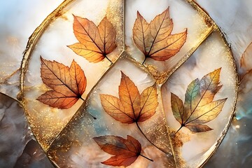 Bunte Bl&auml;tter in Epoxidharz