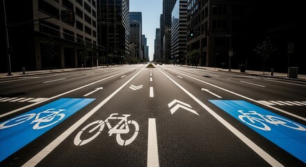 Urban Cycling Lane Amidst Skyscraper District: Sustainable Transportation Solution