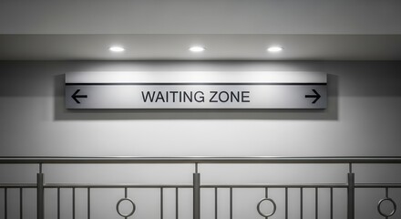 Waiting Zone Directional Sign In Modern Building Illuminating Arrow Guidance System
