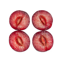 Four plum halves