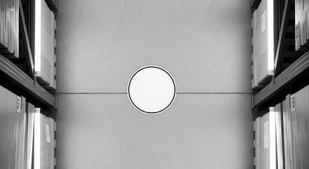 Warehouse Interior with Empty Space for Advertising and Product Placement in Monochrome Style