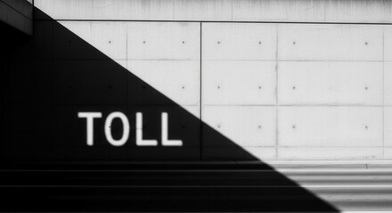 Urban Infrastructure Shadow Play Featuring Wall with Toll Message as Modern Abstraction