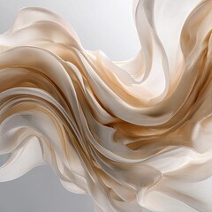 Flowing, soft, beige fabric drapes in a dynamic, elegant curve