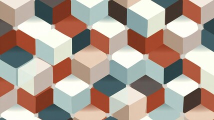 Obraz premium Isometric Cubes Pattern - Modern Abstract Background Design 