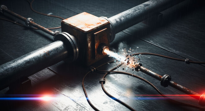 Intricate machinery sparking with energy, showcasing the raw power and complexity of industrial technology.