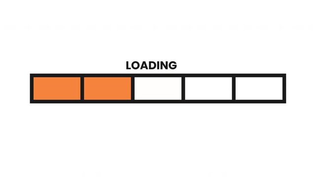 Multi Block Orange Loading Bar With Structured Square Segments Clean Progress Motion ProRes Alpha Channel 4K 60fps Animation