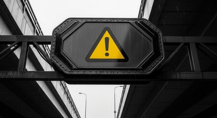 Warning Sign Amidst Urban Infrastructure Alerting Of Potential Danger And Peril Ahead