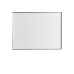 Blank white rectangular whiteboard with a silver frame isolated on transparent background
