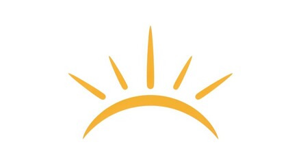 Illustration of a stylized golden sun with rays emanating from a curved base on a white background