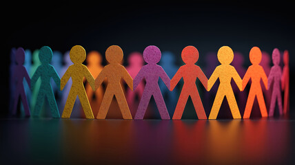 Paper people in vibrant colors showing unity inclusion multicultural community and human equality