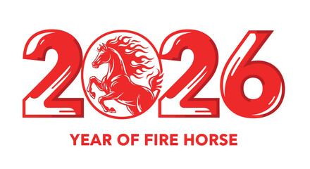 Red 2026 Year of the Fire Horse Chinese Zodiac Design 1.