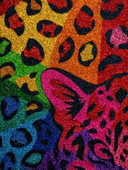 Colorful leopard design showcasing bright patterns and textures in vibrant shades, celebrating wildlife art and creativity